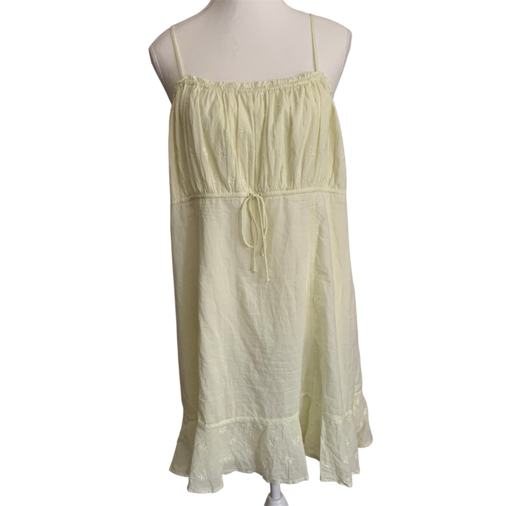 American Eagle Light Yellow Babydoll Ruffle Floral Mini Dress Women’s SzXL Fairy